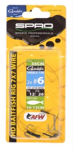 SPRO HD Baitfish Rig 7x7 Wire 2x Treble 13B
